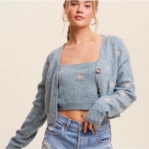 Listicle Women’s Crop Sweater Cardigan Set (Small, Medium, and Large)